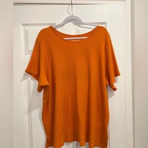 Woman Within Orange Waffle Knit‎ Top Short Sleeve Casual Plus Size 30/32
